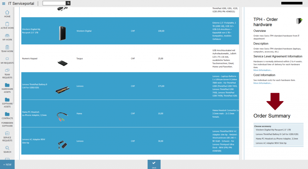 Cireson Portal Order Summary