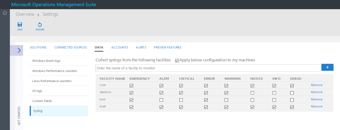 OMS Agent Configure Syslog Data