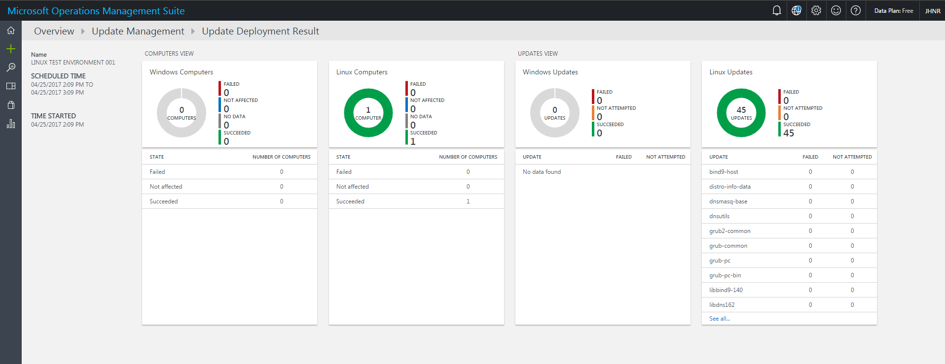 Update Management successful deployment