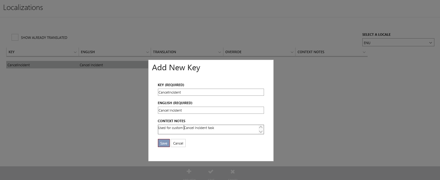 Add Localization Cancel Incident