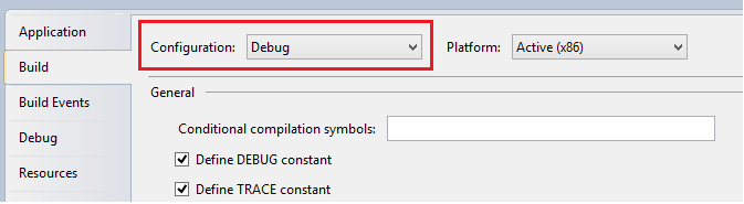 Build Configuration Debug