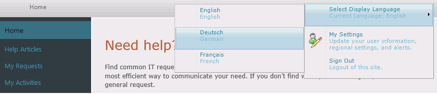 Change Language in SCSM Portal