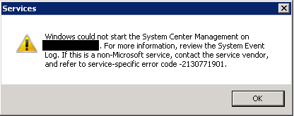Error System Center Management Service Startup