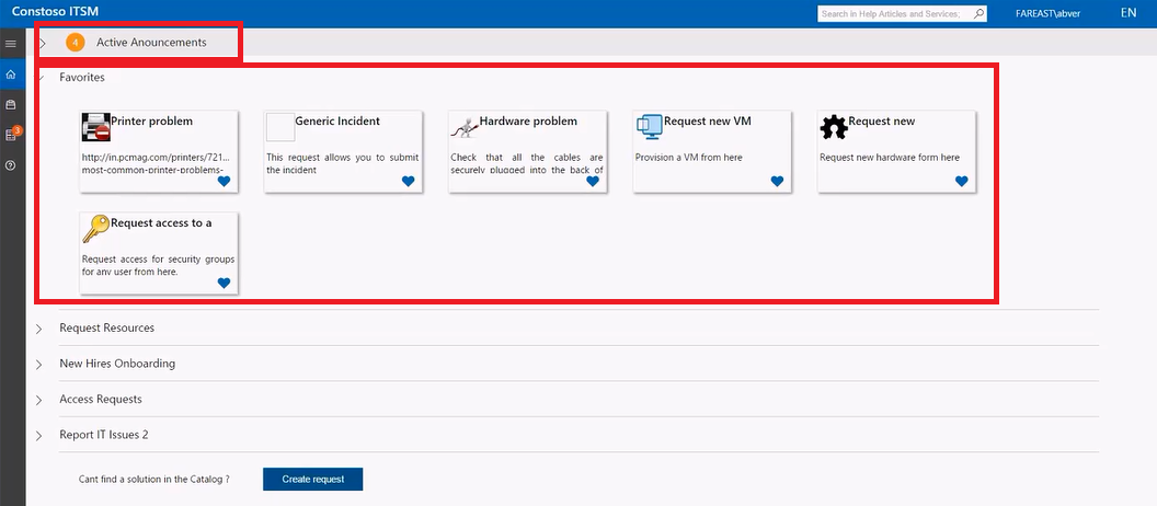 New SCSM Portal Home Page