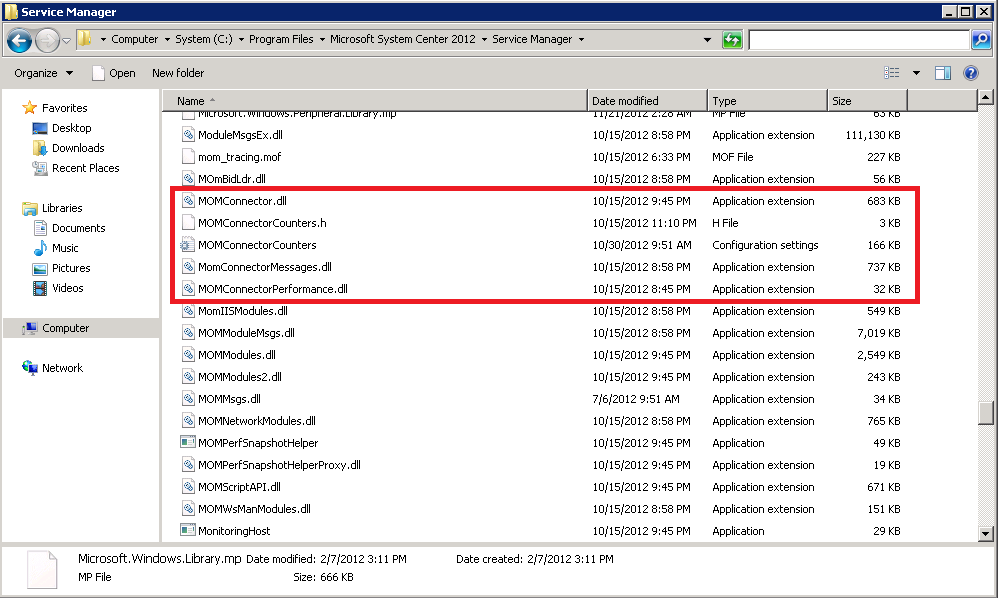 SCSM 2012 SP1 MOM Files